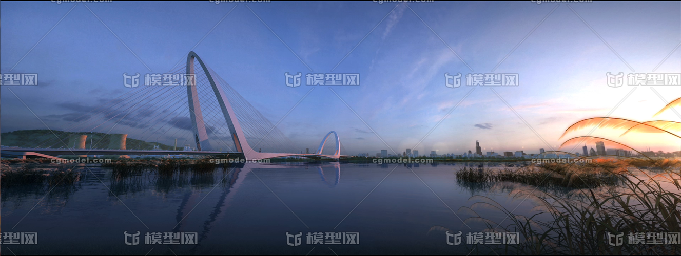 大橋,橋梁,蘆葦,野外,水面,_八部龍神火作品_場(chǎng)景現(xiàn)代場(chǎng)景_cg模型網(wǎng)